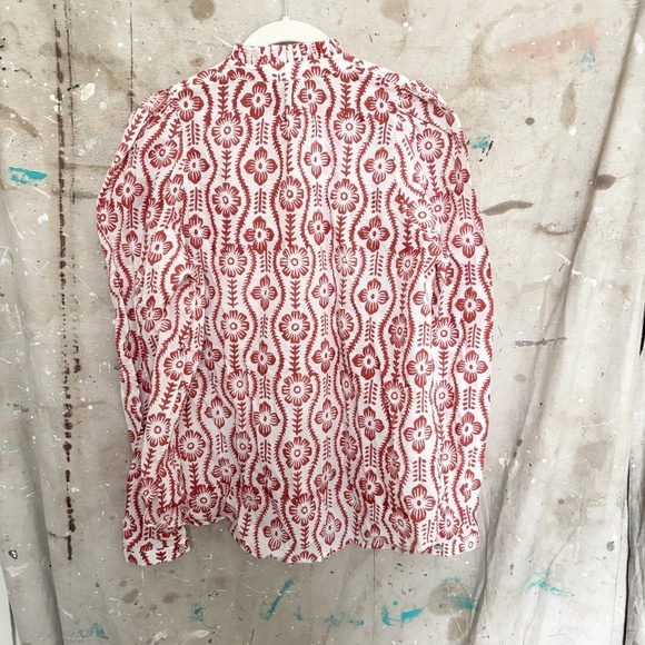 Alix Of Bohemia Red Floral Button Down Blouse - Picture 4 of 5